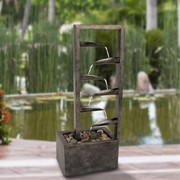 Nature Spring 7-Tier Water Fountain Modern Decorative Concrete Metal Electric Outdoor Cascading Waterfall 806204JIO